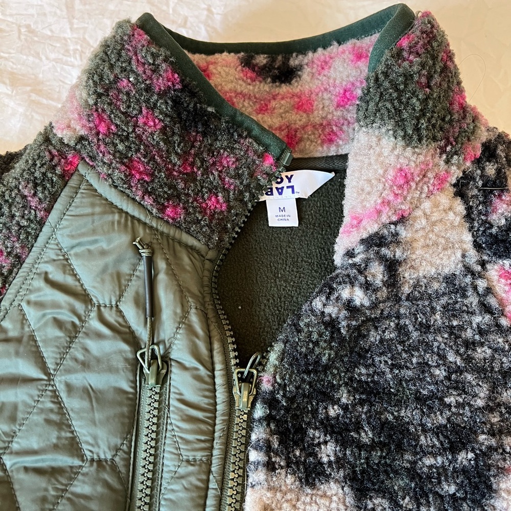 Joylab Women's Green and Pink Teddy Jacket